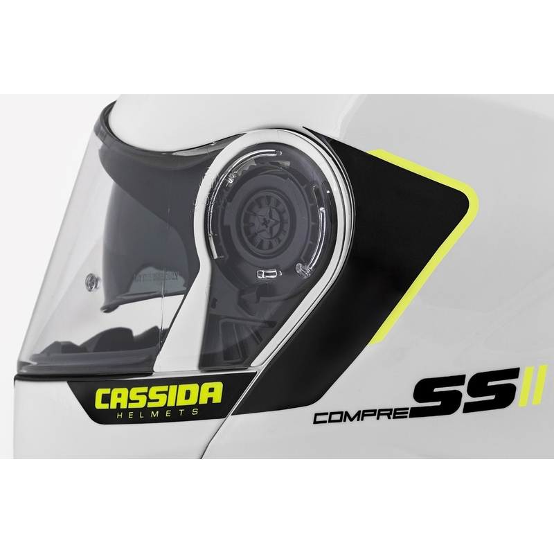 Szczękowy kask motocyklowy Cassida Compress 2.0 Refraction biało-czarno-fluo żółty