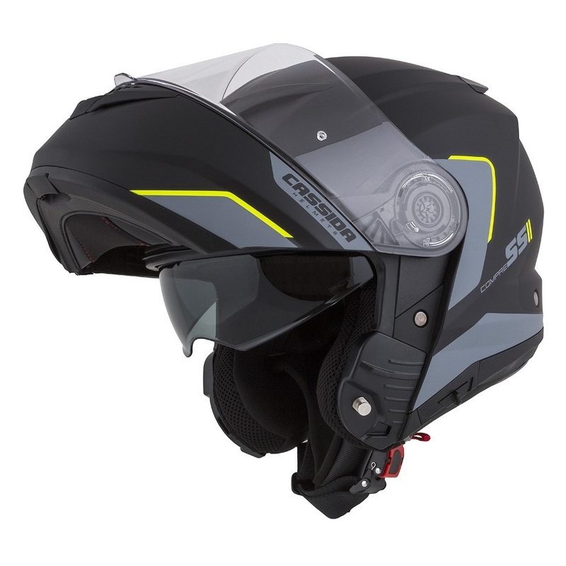 Szczękowy kask motocyklowy Cassida Compress 2.0 Refraction czarno-szaro-fluo żółty wyprzedaż