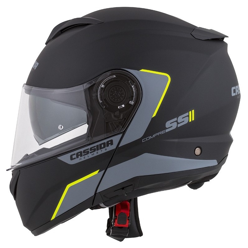 Szczękowy kask motocyklowy Cassida Compress 2.0 Refraction czarno-szaro-fluo żółty wyprzedaż