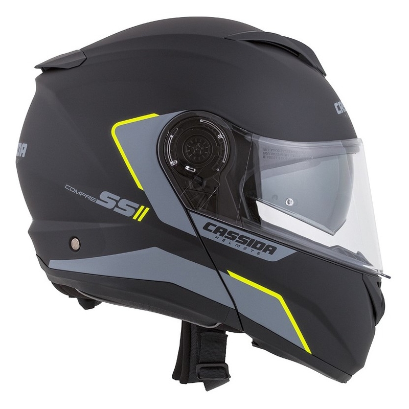 Szczękowy kask motocyklowy Cassida Compress 2.0 Refraction czarno-szaro-fluo żółty wyprzedaż