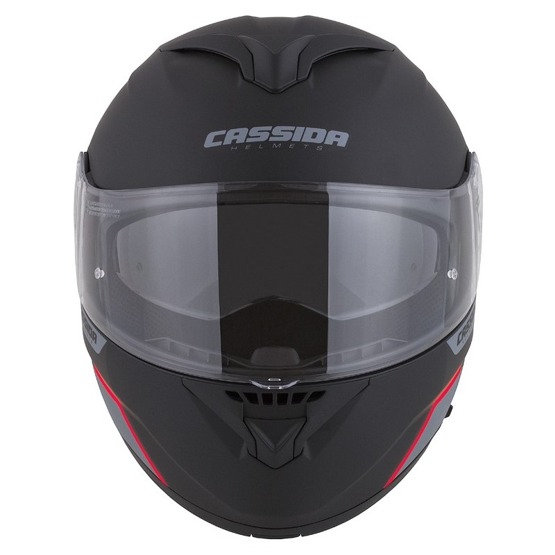 Szczękowy kask motocyklowy Cassida Compress 2.0 Refraction czarno-szaro-czerwony