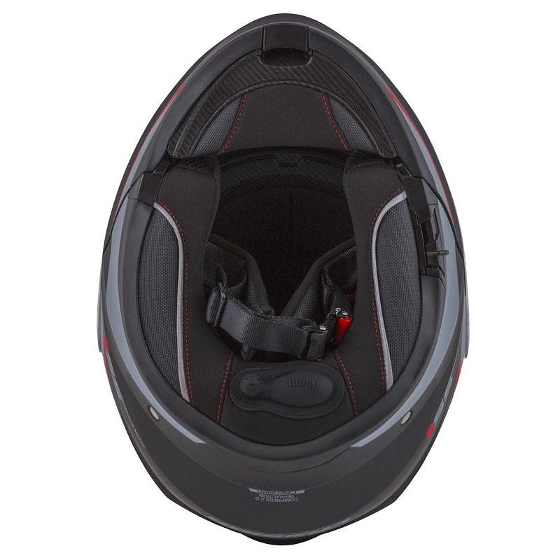 Szczękowy kask motocyklowy Cassida Compress 2.0 Refraction czarno-szaro-czerwony