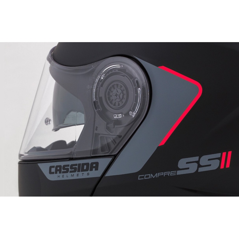 Szczękowy kask motocyklowy Cassida Compress 2.0 Refraction czarno-szaro-czerwony