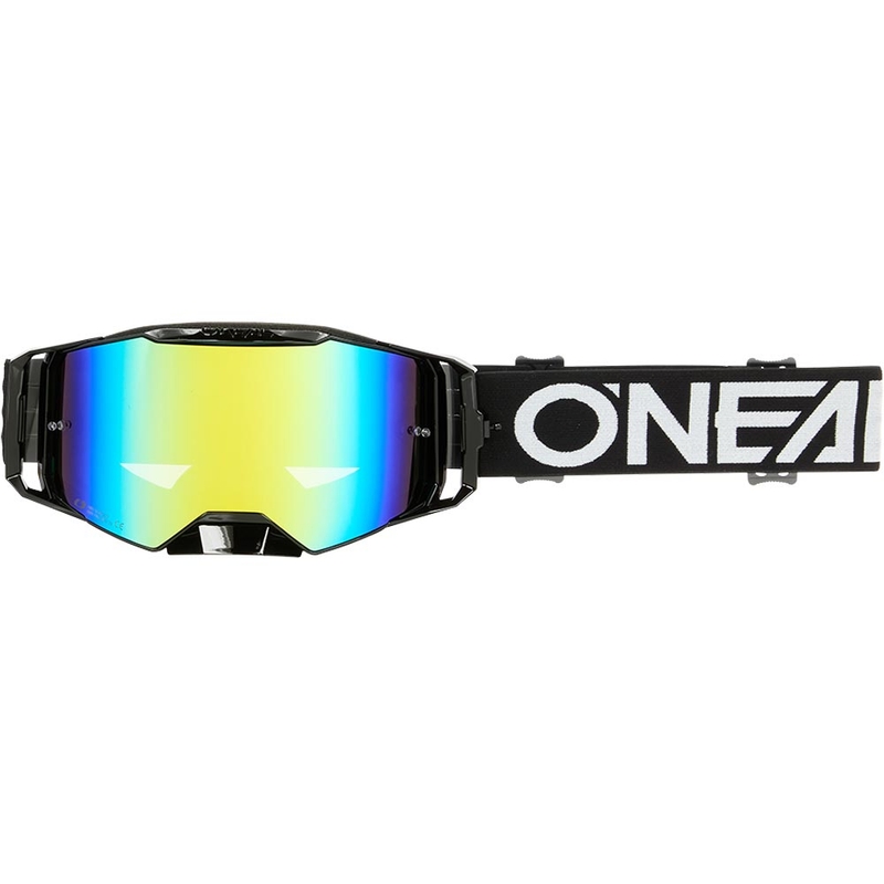 Okulary motocrossowe O'Neal B-55 Cram czarno-białe z lustrzanym złotym pleksiglasem