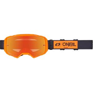 Okulary motocrossowe O'Neal B-22 Core czarno-pomarańczowe z lustrzanym czerwonym pleksiglasem