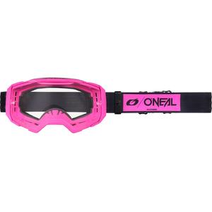 Okulary motocrossowe O'Neal B-22 Core czarno-różowe z przezroczystym pleksiglasem