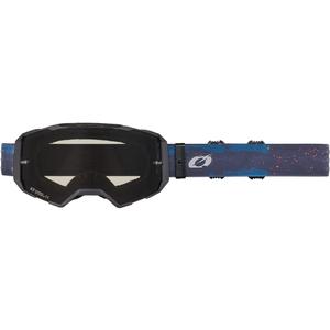 Okulary motocrossowe O'Neal B-22 Paint niebiesko-pomarańczowe z szarym pleksiglasem