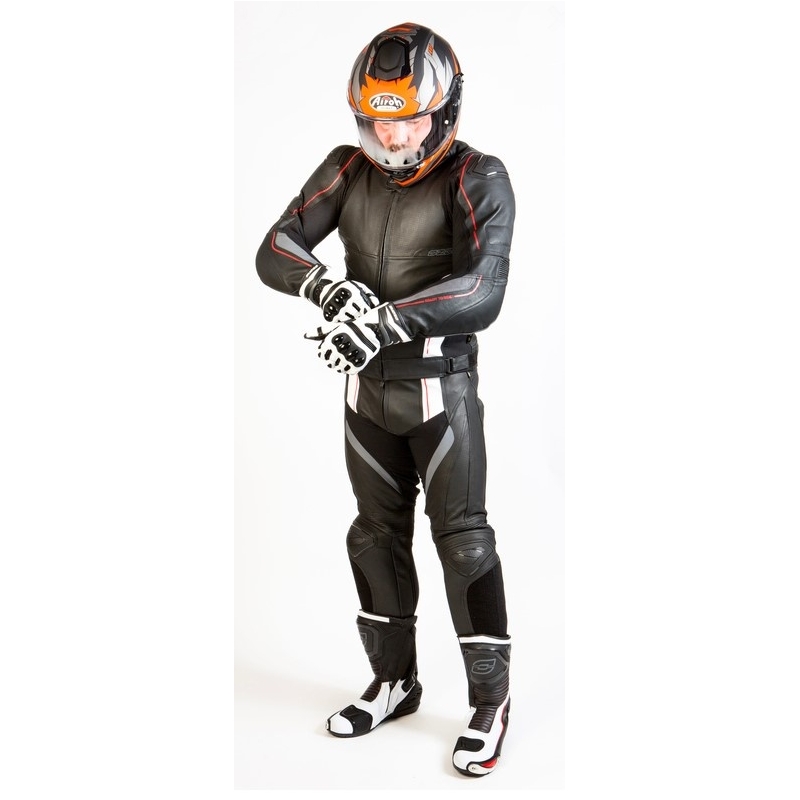 Skórzane spodnie motocyklowe Ozone Volt czarno-białe