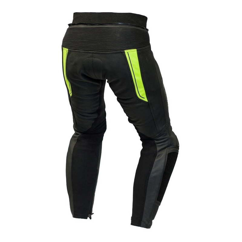 Skórzane spodnie motocyklowe Ozone Volt czarno-fluo żółte wyprzedaż