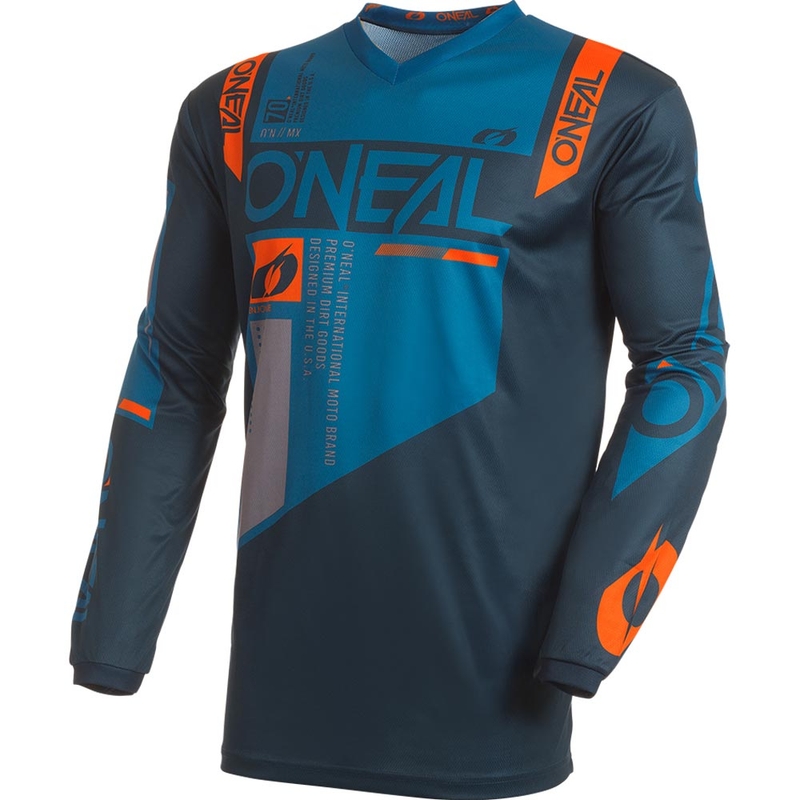 Koszulka motocrossowa O'Neal Element Factor w kolorze niebiesko-pomarańczowym