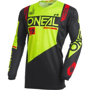 Koszulka motocrossowa O'Neal Element Factor w kolorze czarno-neonowo-żółtym