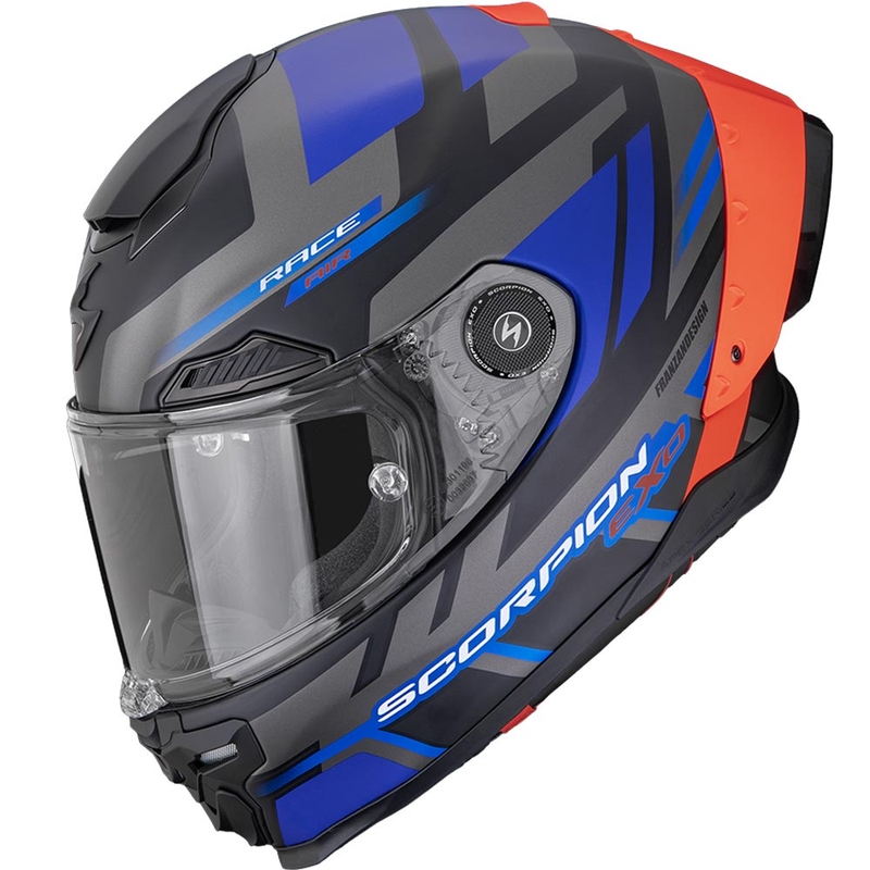 Kask motocyklowy integralny Scorpion EXO-RACE Air Carbon Fury matowy czarno-szaro-niebieski