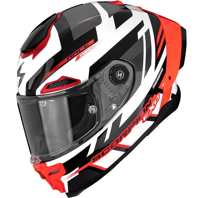 Kask motocyklowy integralny Scorpion EXO-RACE Air Carbon Fury biało-srebrno-czerwony