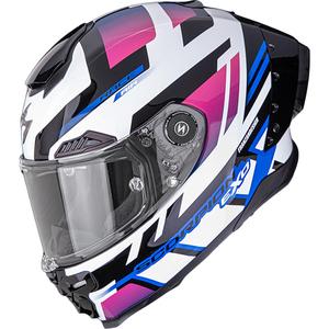 Kask motocyklowy integralny Scorpion EXO-RACE Air Carbon Fury biało-różowo-niebieski