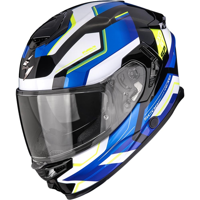 Kask motocyklowy integralny Scorpion EXO-GT SP Air Arkon czarno-biało-niebieski