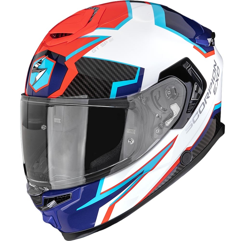 Kask motocyklowy integralny Scorpion EXO-GT SP Air Atlas biało-niebiesko-czerwony
