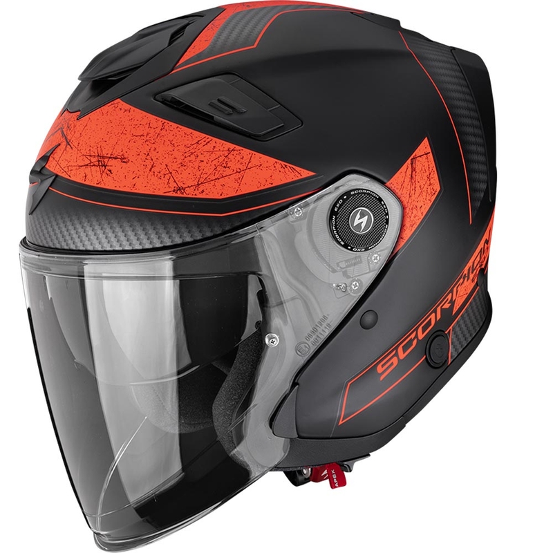 Kask motocyklowy otwarty Scorpion EXO-GT Jet Crest, matowy, czarno-czerwony