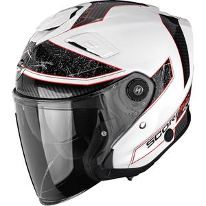 Kask motocyklowy otwarty Scorpion EXO-GT Jet Crest biało-czerwony