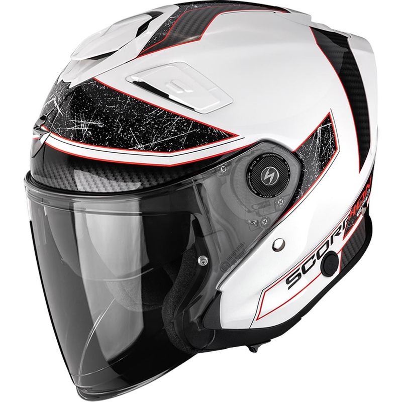 Kask motocyklowy otwarty Scorpion EXO-GT Jet Crest biało-czerwony