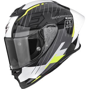 Kask motocyklowy integralny Scorpion EXO-R1 EVO II Air Surge czarno-biało-fluo-żółty