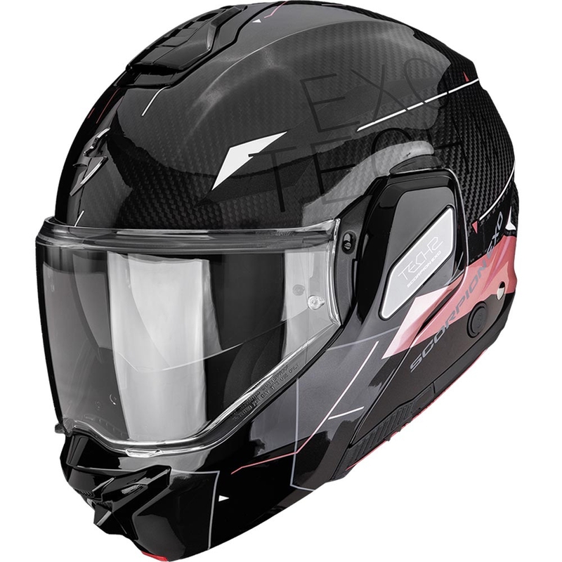 Kask motocyklowy typu flip-up Scorpion EXO-TECH II Carbon Viator czarno-różowy