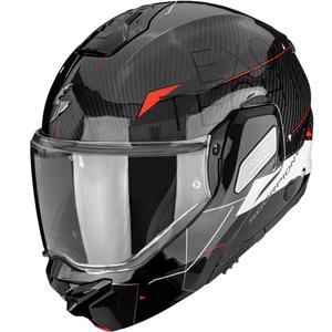 Kask motocyklowy typu flip-up Scorpion EXO-TECH II Carbon Viator czarno-biało-czerwony