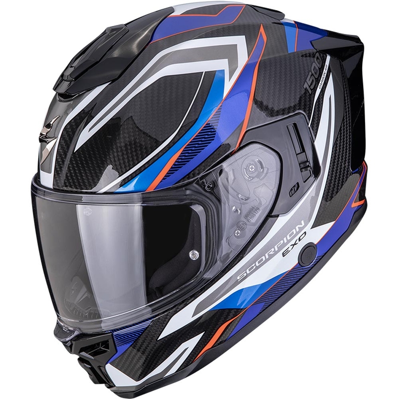 Kask motocyklowy integralny Scorpion EXO-1500 Carbon Air Hydro czarno-biało-niebieski