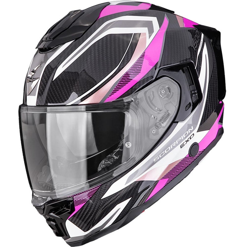 Kask motocyklowy integralny Scorpion EXO-1500 Carbon Air Hydro czarno-biało-różowy