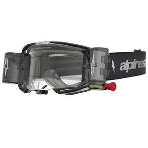 Gogle motocrossowe Alpinestars Vision 8 Amber Roll-Off Wide Vision w kolorze czarno-srebrnym