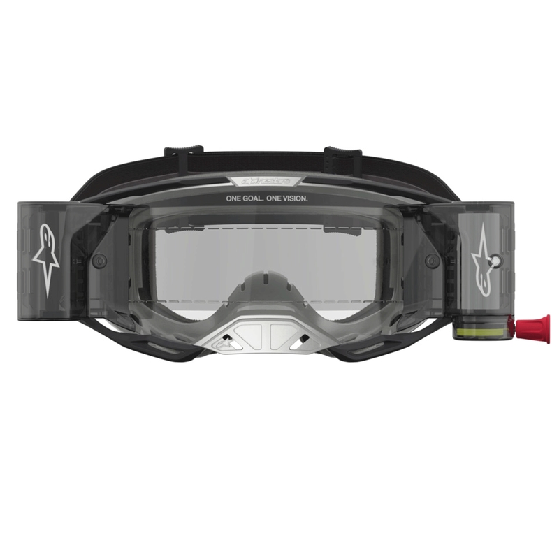 Gogle motocrossowe Alpinestars Vision 8 Amber Roll-Off Wide Vision w kolorze czarno-srebrnym