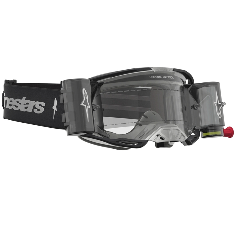 Gogle motocrossowe Alpinestars Vision 8 Amber Roll-Off Wide Vision w kolorze czarno-srebrnym