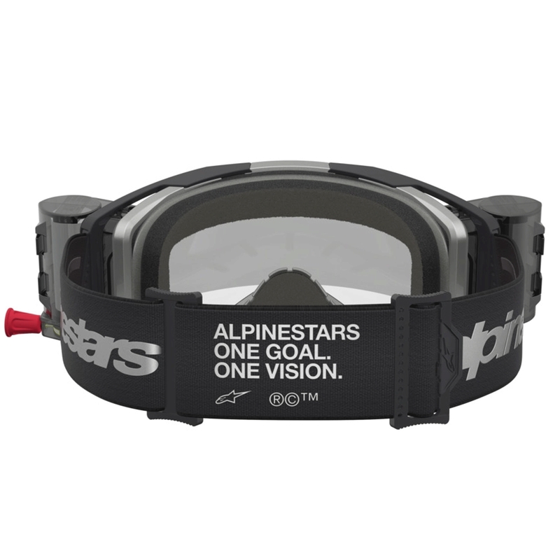 Gogle motocrossowe Alpinestars Vision 8 Amber Roll-Off Wide Vision w kolorze czarno-srebrnym