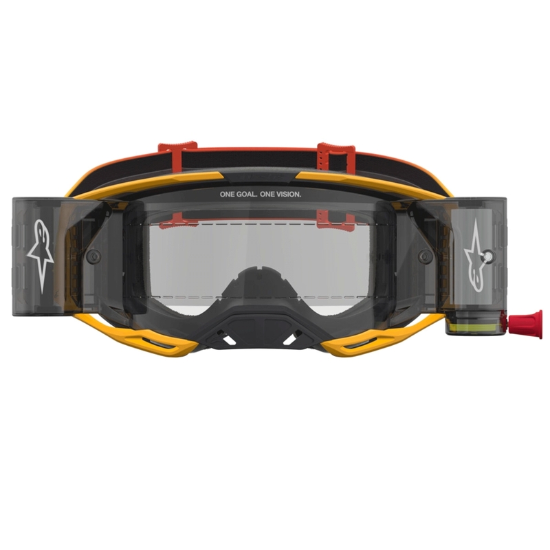 Gogle motocrossowe Alpinestars Vision 8 Amber Roll-Off Żółto-Czerwono-Czarne
