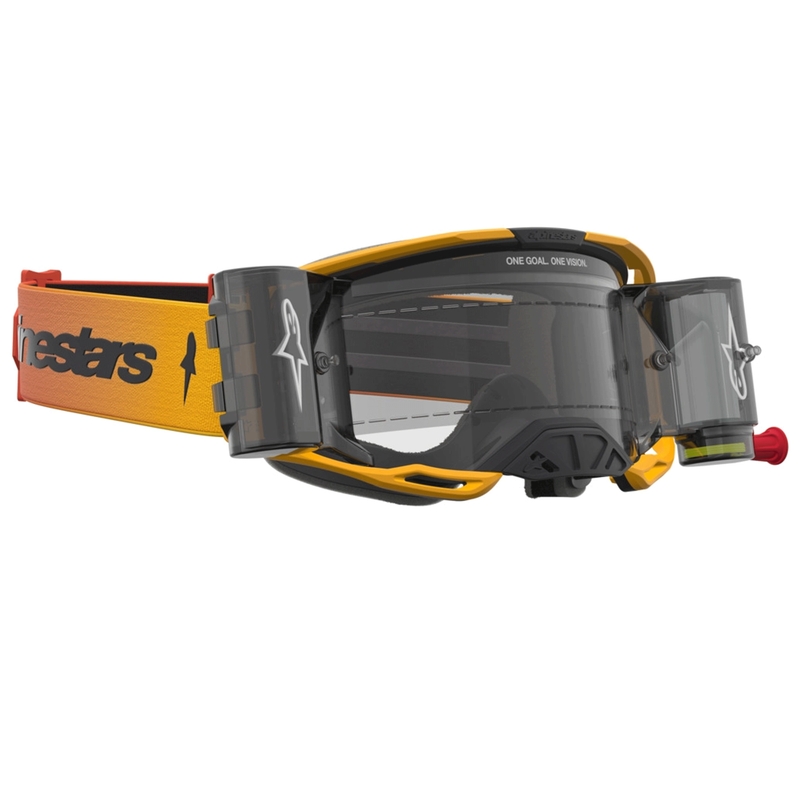 Gogle motocrossowe Alpinestars Vision 8 Amber Roll-Off Żółto-Czerwono-Czarne