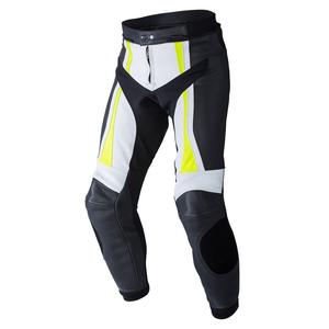 Skórzane spodnie motocyklowe Rebelhorn Piston II PRO czarno-biało-fluo żółte wyprzedaż