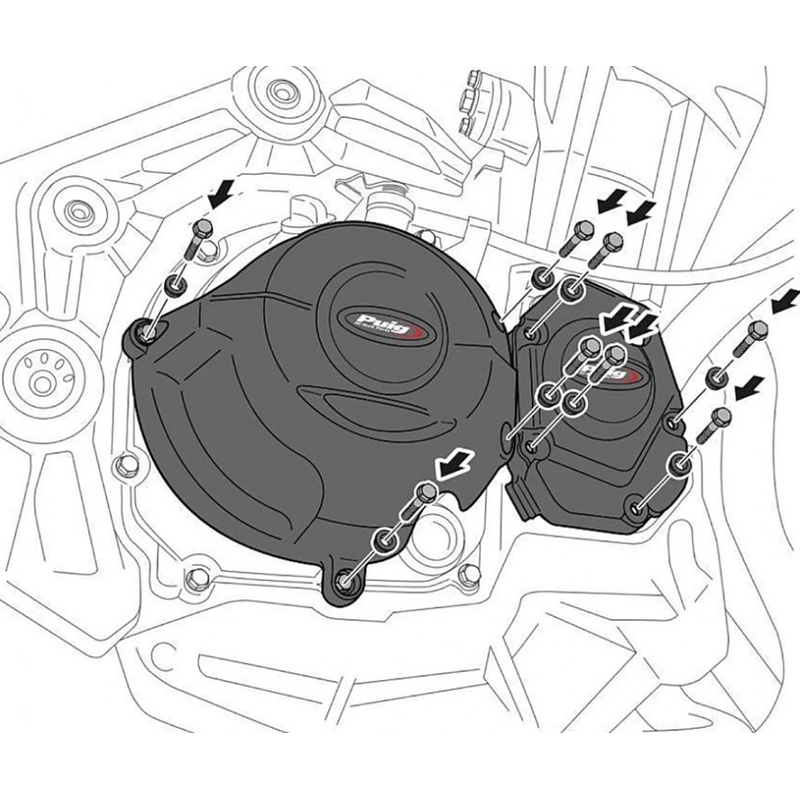 Engine protective covers PUIG black included 3 covers