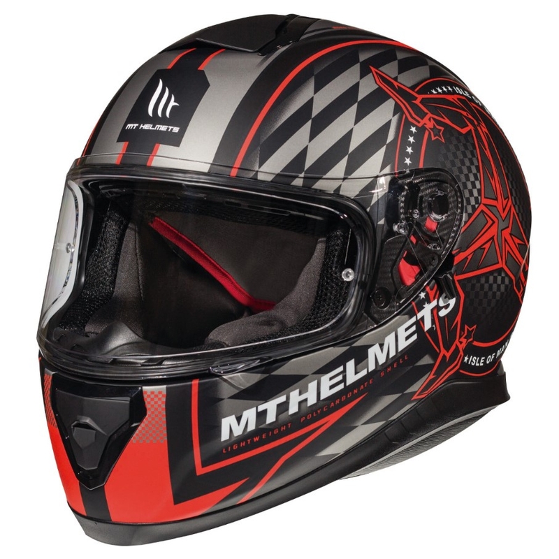 Integralny kask motocyklowy MT Thunder 3 SV Isle Of Man czarno-szaro-czerwony wyprzedaż