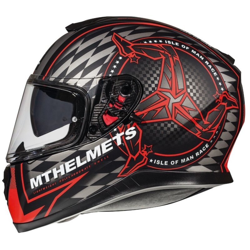 Integralny kask motocyklowy MT Thunder 3 SV Isle Of Man czarno-szaro-czerwony wyprzedaż