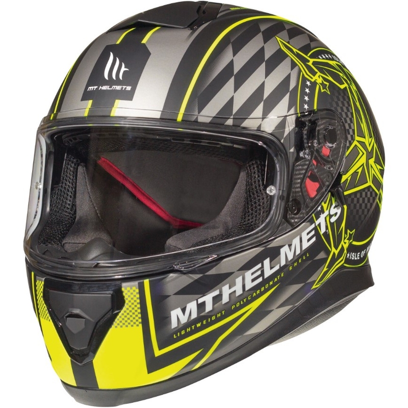 Integralny kask motocyklowy MT Thunder 3 SV Isle Of Man czarno-szaro-fluo żółty