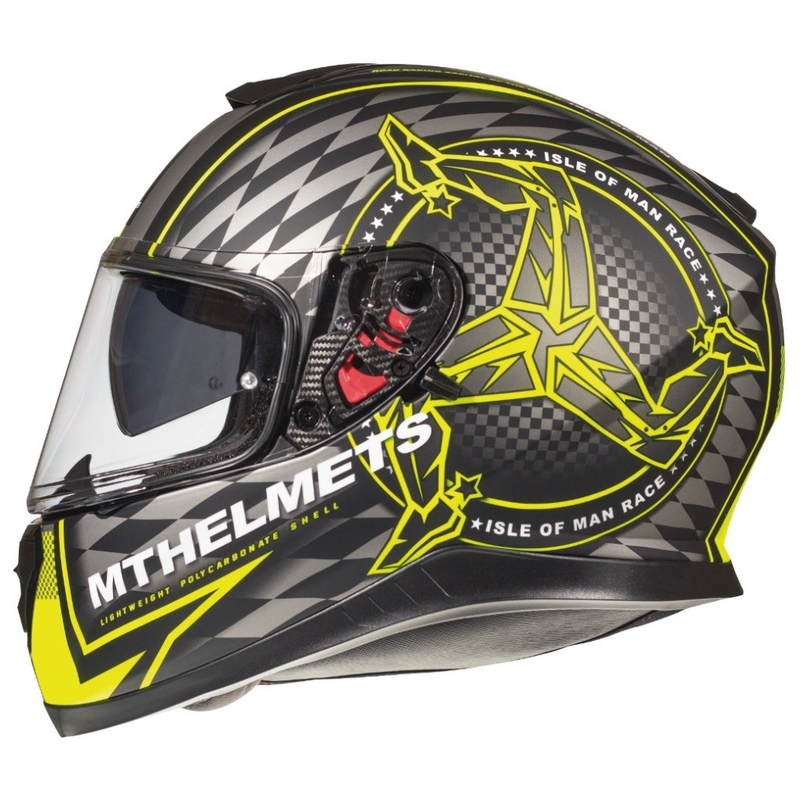 Integralny kask motocyklowy MT Thunder 3 SV Isle Of Man czarno-szaro-fluo żółty