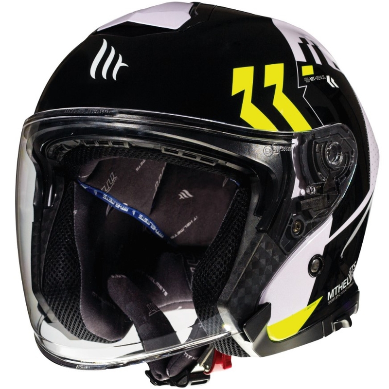 Otwarty kask motocyklowy MT Thunder 3 SV Venus czarno-biało-fluo żółty wyprzedaż