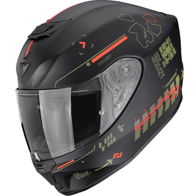 Kask motocyklowy integralny Scorpion EXO-391 Iron matowy czarno-zielono-czerwony