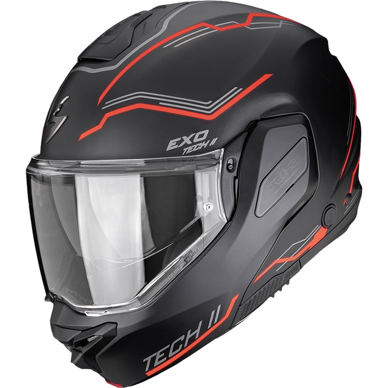 Kask motocyklowy typu flip-up Scorpion EXO-TECH II Dash matowy czarno-srebrno-czerwony