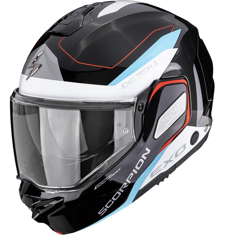 Kask motocyklowy typu flip-up Scorpion EXO-TECH II Passager czarno-biało-niebieski