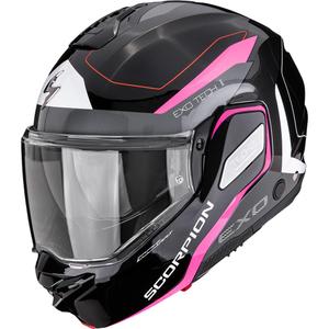 Kask motocyklowy typu flip-up Scorpion EXO-TECH II Passager czarno-srebrno-różowy