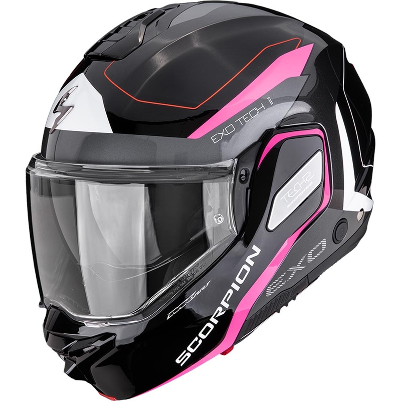 Kask motocyklowy typu flip-up Scorpion EXO-TECH II Passager czarno-srebrno-różowy