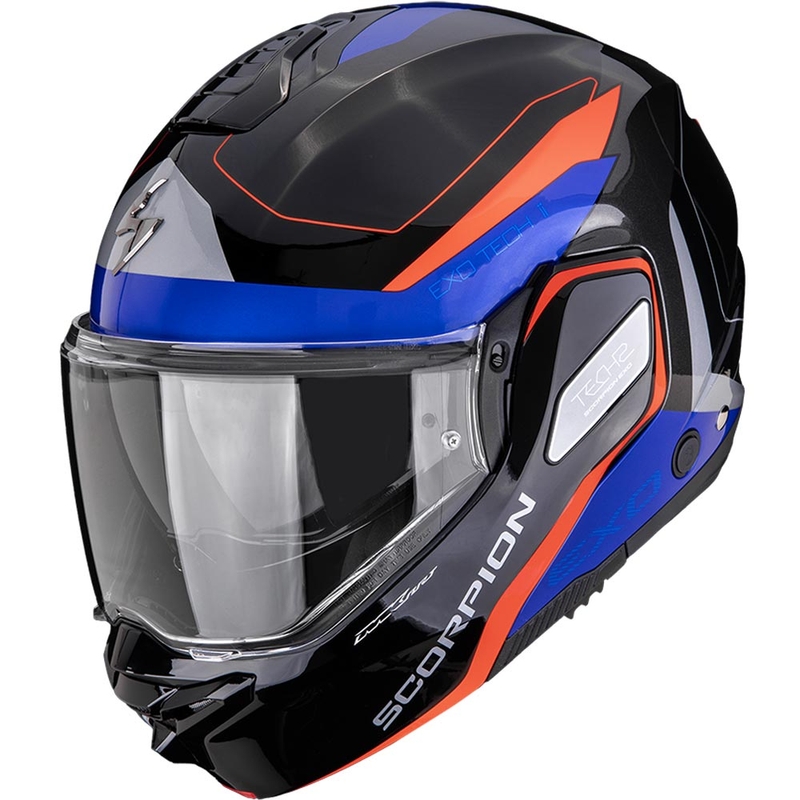 Kask motocyklowy typu flip-up Scorpion EXO-TECH II Passager czarno-czerwono-niebieski