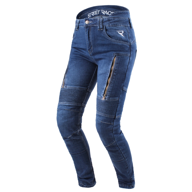 Damskie jeansy motocyklowe Street Racer Basic niebieskie wyprzedaż