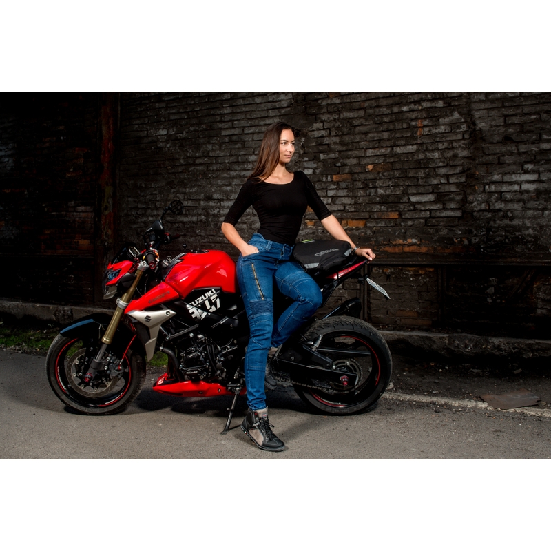 Damskie jeansy motocyklowe Street Racer Basic niebieskie wyprzedaż