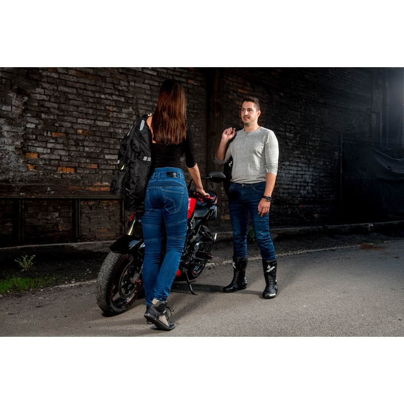 Damskie jeansy motocyklowe Street Racer Basic niebieskie wyprzedaż